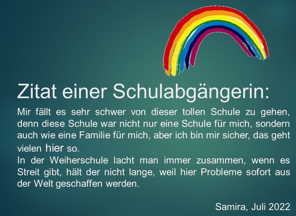 Zitat einer ehemaligen Schülerin